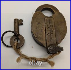 ANTIQUE heavy large brass S R (Sothern Railway) Padlock 1909 VERY RARE