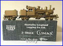 Abernethy Lougheed 3 truck HO brass logging Climax United/PFM Very Rare