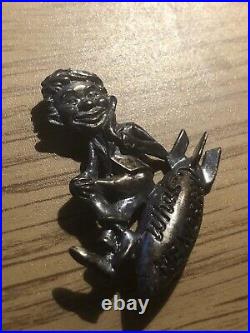 Alfred E. Neuman on a Bomb Brass Pin Mad Magazine Very Rare