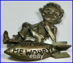Alfred E. Neuman on a Bomb Brass Pin Mad Magazine Very Rare 1964