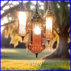 Amber & Brass Swag Lamp. Very Rare. 3 Pendants
