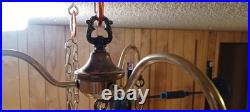 Amber & Brass Swag Lamp. Very Rare. 3 Pendants