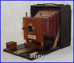 American Camera Co. 4x5 Folding Camera with Red Bellows & Brass Lens VERY RARE