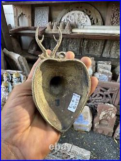 Ancient Old Brass Hand Carved Beautiful Very Rare Deer Head Hanger Wall Hanging