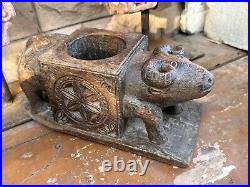 Ancient Old Brass Hand Carved Beautiful Very Rare Sheep Figure Juicer 1800's