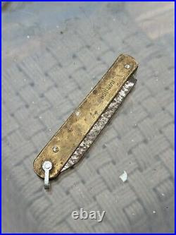 Ancient Old Rare Brass Handle English Very Old Knife Pocket Folding Knife