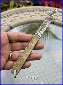 Ancient Old Rare Brass Handle English Very Old Knife Pocket Folding Knife