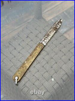 Ancient Old Rare Brass Handle English Very Old Knife Pocket Folding Knife