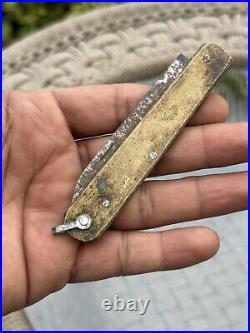 Ancient Old Rare Brass Handle English Very Old Knife Pocket Folding Knife