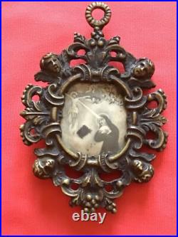Ancient brass relic of Saint Rita from the clothes very rare 1930th Italy