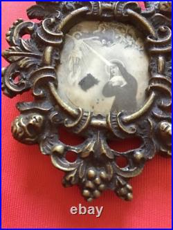 Ancient brass relic of Saint Rita from the clothes very rare 1930th Italy