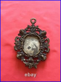 Ancient brass relic of Saint Rita from the clothes very rare 1930th Italy