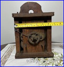 Antique 1700s 18th C Clock Movement Wood & Brass SIGNED 1740 Very Rare