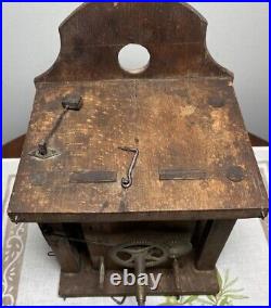 Antique 1700s 18th C Clock Movement Wood & Brass SIGNED 1740 Very Rare