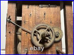 Antique 1700s 18th C Clock Movement Wood & Brass SIGNED 1740 Very Rare