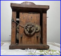 Antique 1700s 18th C Clock Movement Wood & Brass SIGNED 1740 Very Rare