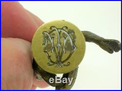 Antique 18/19th C. Wax Seal With Monkey Initials Cw 2 Long Very Rare Seal