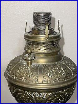 Antique 1800's Brass Hipwell Kerosene Oil lamp Cherubs Very Rare & Htf Exc