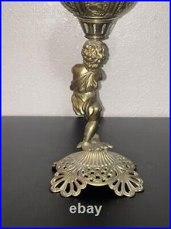 Antique 1800's Brass Hipwell Kerosene Oil lamp Cherubs Very Rare & Htf Exc