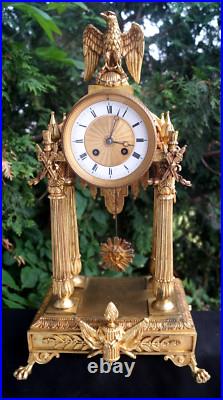 Antique 1855 French Gilt Bronze Japy Freres Mantle Clock VIDEO VERY RARE READ