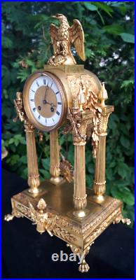 Antique 1855 French Gilt Bronze Japy Freres Mantle Clock VIDEO VERY RARE READ