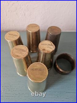 Antique 1912 Set Of (6) Brass Thermos Cups WithOriginal Locking Ring-Very Rare
