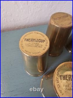 Antique 1912 Set Of (6) Brass Thermos Cups WithOriginal Locking Ring-Very Rare