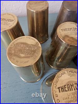 Antique 1912 Set Of (6) Brass Thermos Cups WithOriginal Locking Ring-Very Rare