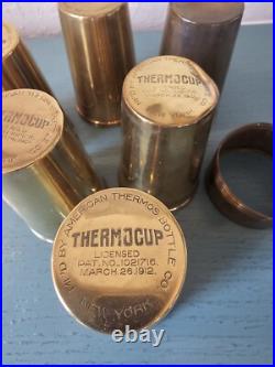 Antique 1912 Set Of (6) Brass Thermos Cups WithOriginal Locking Ring-Very Rare