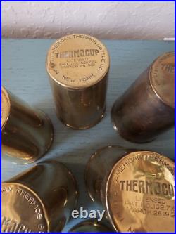 Antique 1912 Set Of (6) Brass Thermos Cups WithOriginal Locking Ring-Very Rare