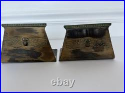 Antique 1920's Benedict Karnak Brass Egyptian Revival Scarab Bookends. Very Rare