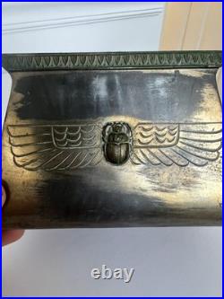 Antique 1920's Benedict Karnak Brass Egyptian Revival Scarab Bookends. Very Rare
