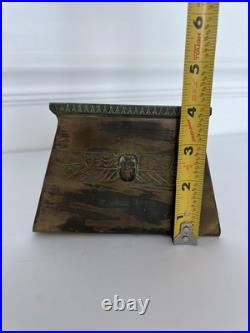 Antique 1920's Benedict Karnak Brass Egyptian Revival Scarab Bookends. Very Rare