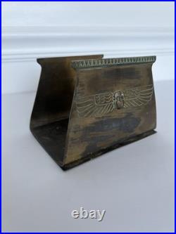 Antique 1920's Benedict Karnak Brass Egyptian Revival Scarab Bookends. Very Rare