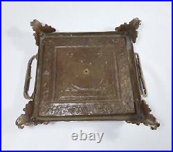 Antique 19th Century Solid Brass Inkwell Tray Very Rare