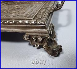 Antique 19th Century Solid Brass Inkwell Tray Very Rare