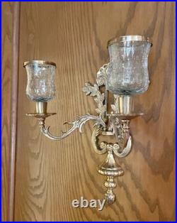 Antique Art Nouveau Brass Candle Sconce 1960s Very Rare