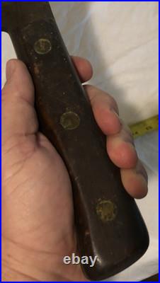 Antique BRIDDELL Meat Cleaver Solid Steel 15Very Rare Brass Rivets Pre-war