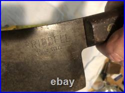 Antique BRIDDELL Meat Cleaver Solid Steel 15Very Rare Brass Rivets Pre-war