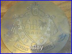 Antique Beverly Hills Hotel Brass Plaque from 1920-25/10 round-Very RARE