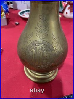 Antique Brass Church Vase 12 Inch Tall Vintage Very Collectible Item Rare Item