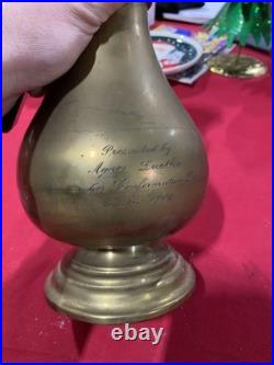 Antique Brass Church Vase 12 Inch Tall Vintage Very Collectible Item Rare Item