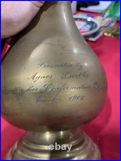 Antique Brass Church Vase 12 Inch Tall Vintage Very Collectible Item Rare Item