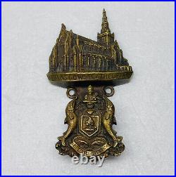 Antique Brass Glasgow Cathedral Door Knocker Coat Of Arms 4.5 Decor Very Rare O