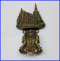 Antique Brass Glasgow Cathedral Door Knocker Coat Of Arms 4.5 Decor Very Rare O