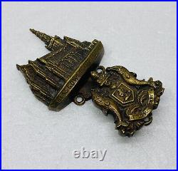 Antique Brass Glasgow Cathedral Door Knocker Coat Of Arms 4.5 Decor Very Rare O