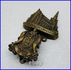 Antique Brass Glasgow Cathedral Door Knocker Coat Of Arms 4.5 Decor Very Rare O