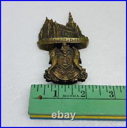 Antique Brass Glasgow Cathedral Door Knocker Coat Of Arms 4.5 Decor Very Rare O