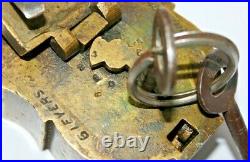 Antique Brass Rare Trick Padlock With 2 Original Keys Very Rare Trick Lock