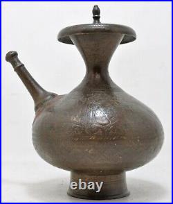 Antique Brass Surai Ewer Wine Serving Pot Original Old Very Rare Early Piece